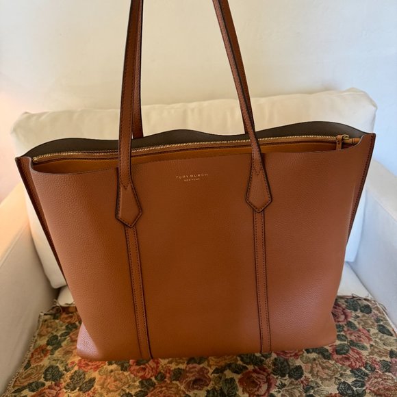 Tory Burch Perry Triple Compartment Tote Bag in Light Umber - Picture 6 of 6